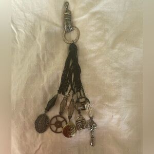 Gothic Bag Charm: Hand of the King black & silver bag charm with amulets locket